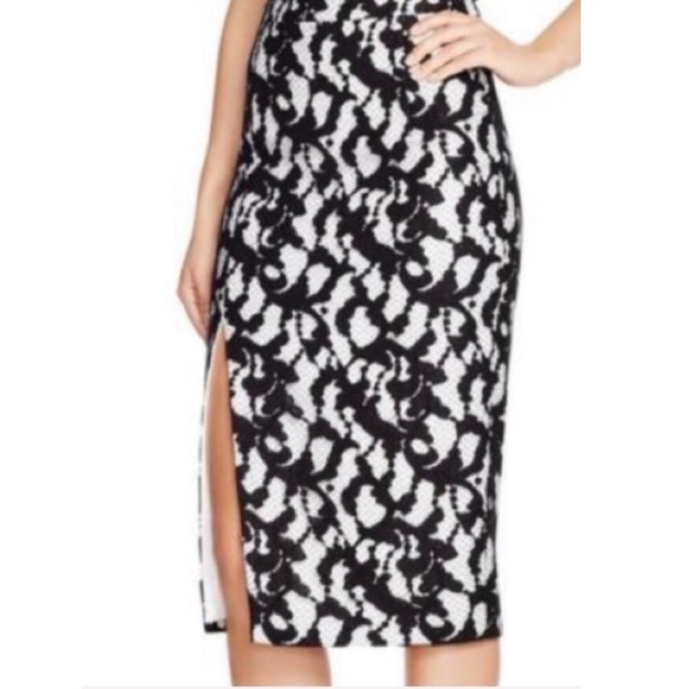 Bardot High Waisted Floral Lace Overlay Pencil Skirt